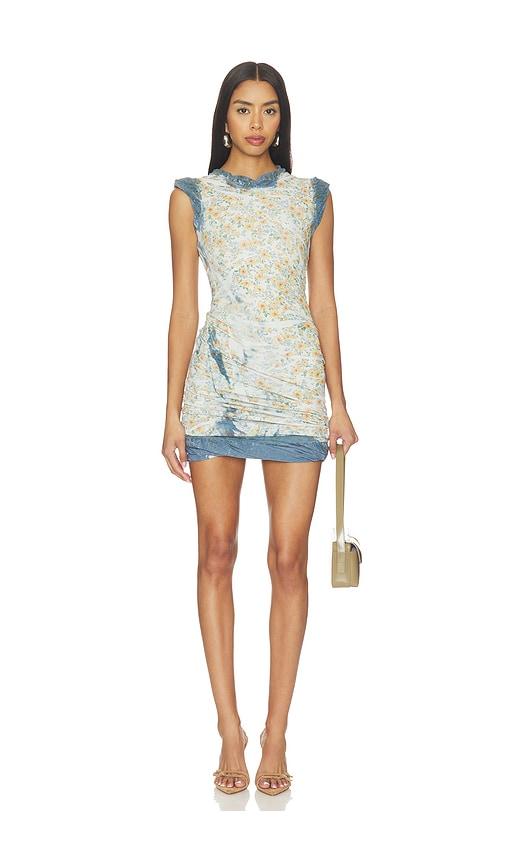 diesel d-ayana dress in blue,yellow. - size l (also in xs, m)