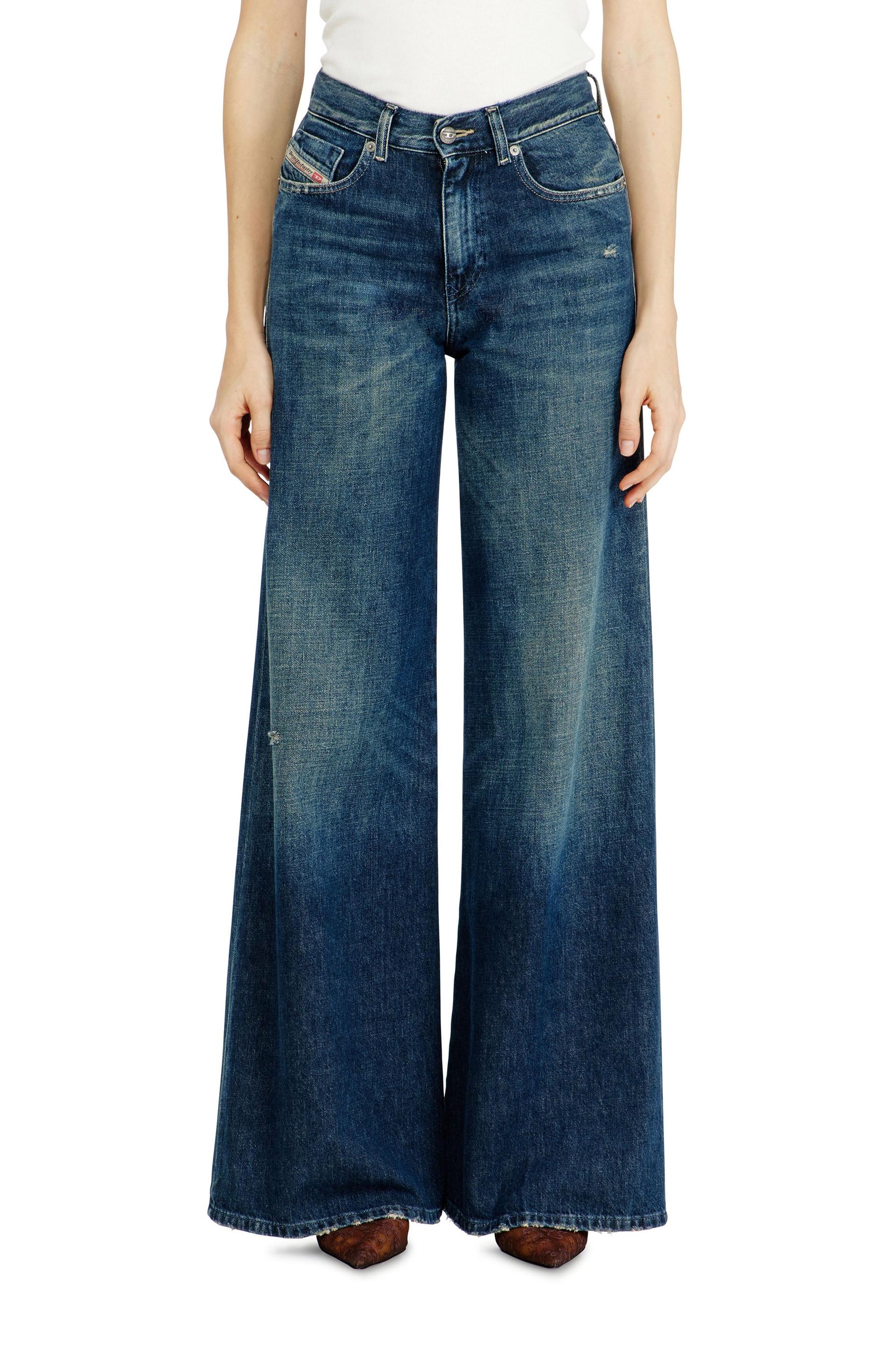diesel flare jeans regular waist 1978 d-akemi, dark blue, zip fly