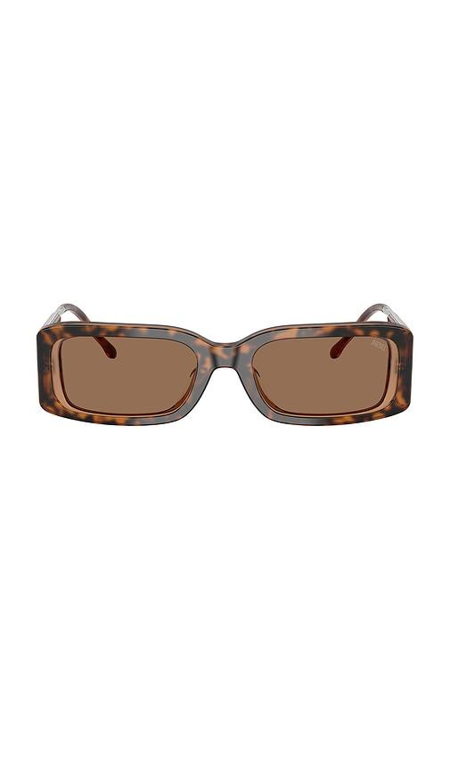 diesel rectangular sunglasses in bilayer havana in brown.