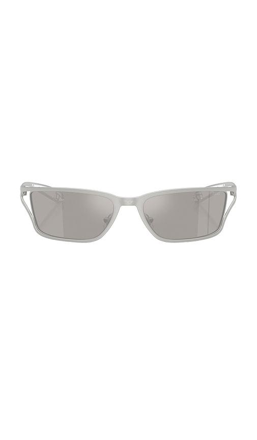 diesel rectangular sunglasses in metallic silver.