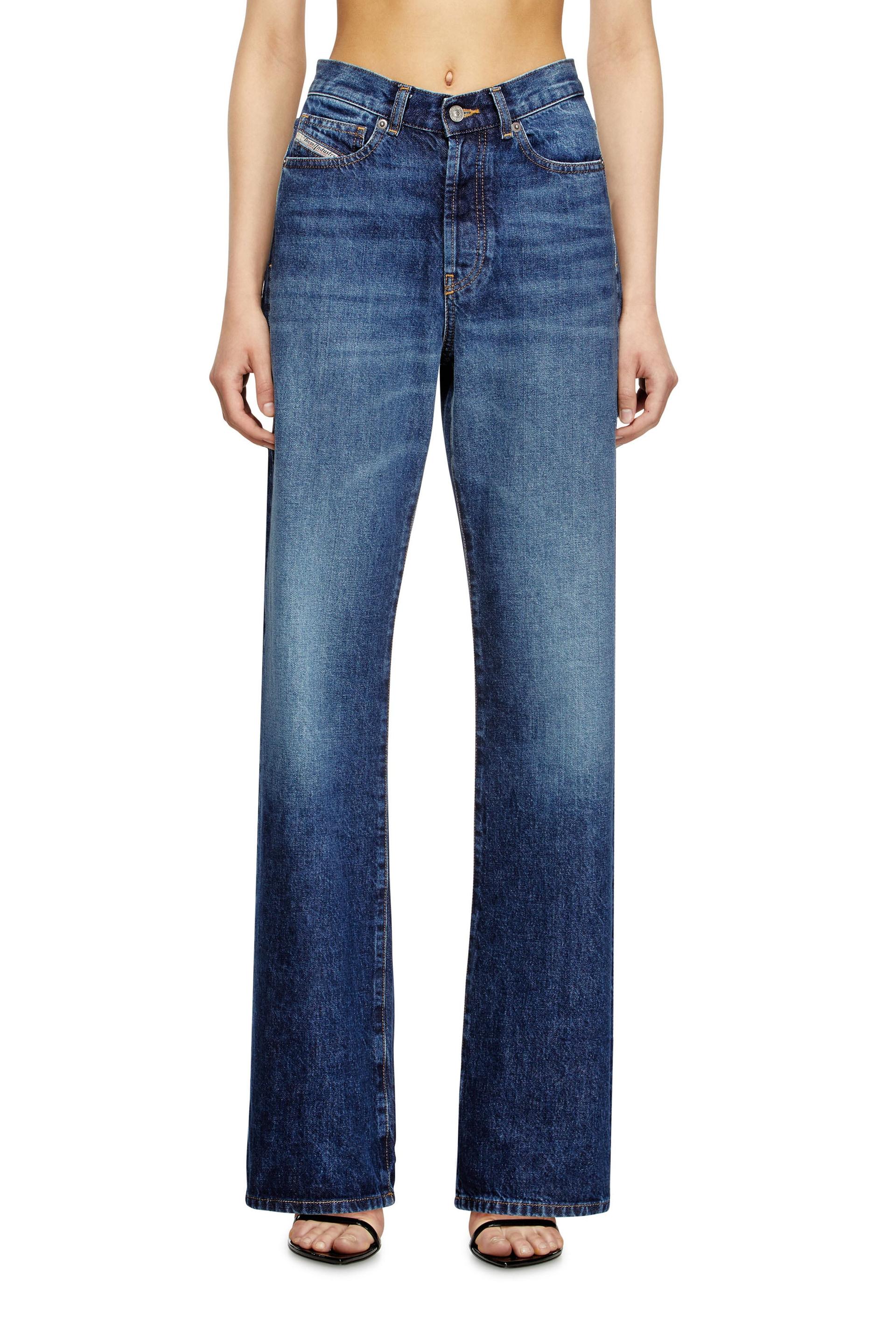 diesel regular jeans high waist 1971 d-sent, medium blue, button fly