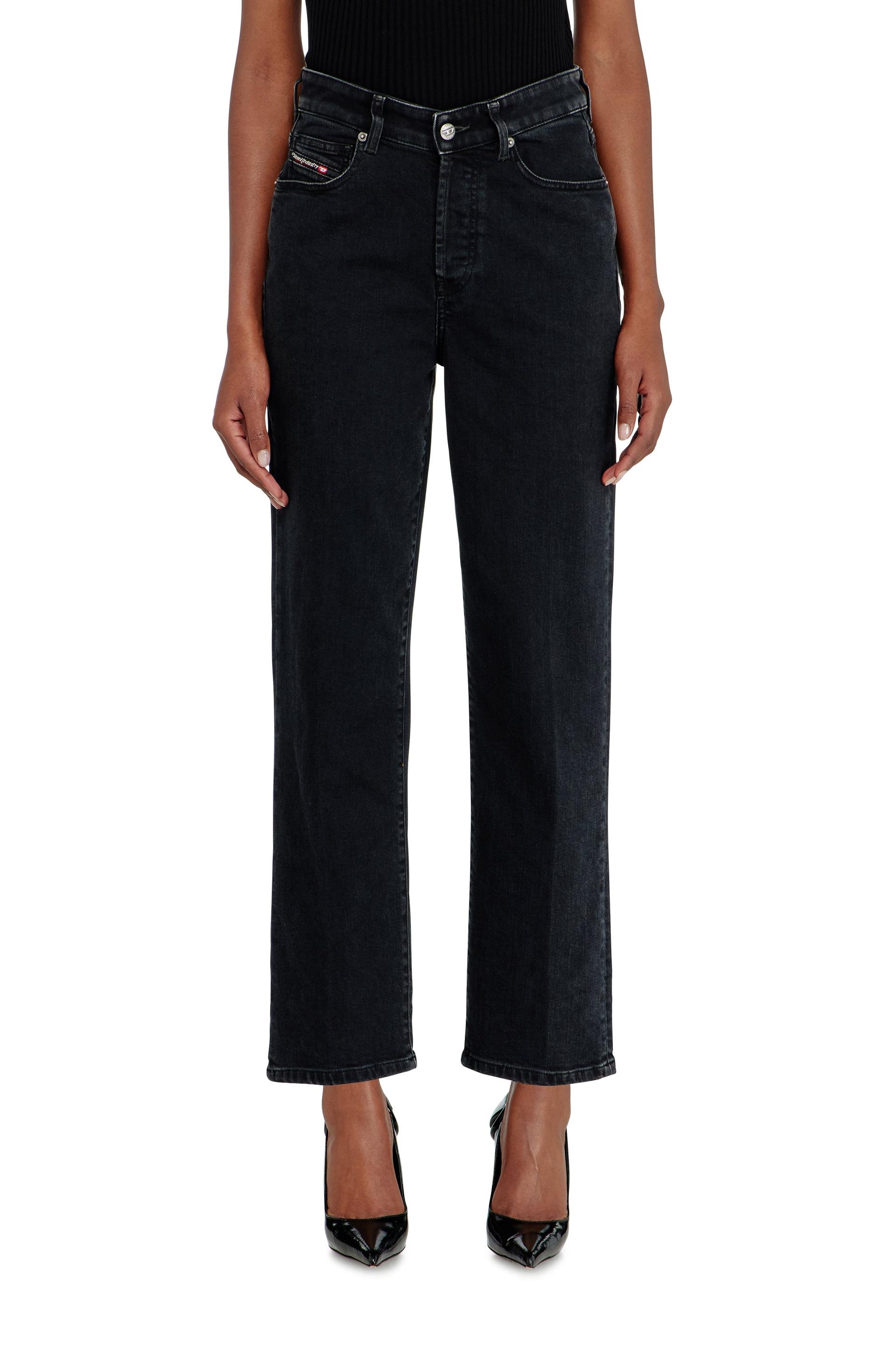 diesel regular jeans high waist 1981 d-went, black/dark grey, button fly