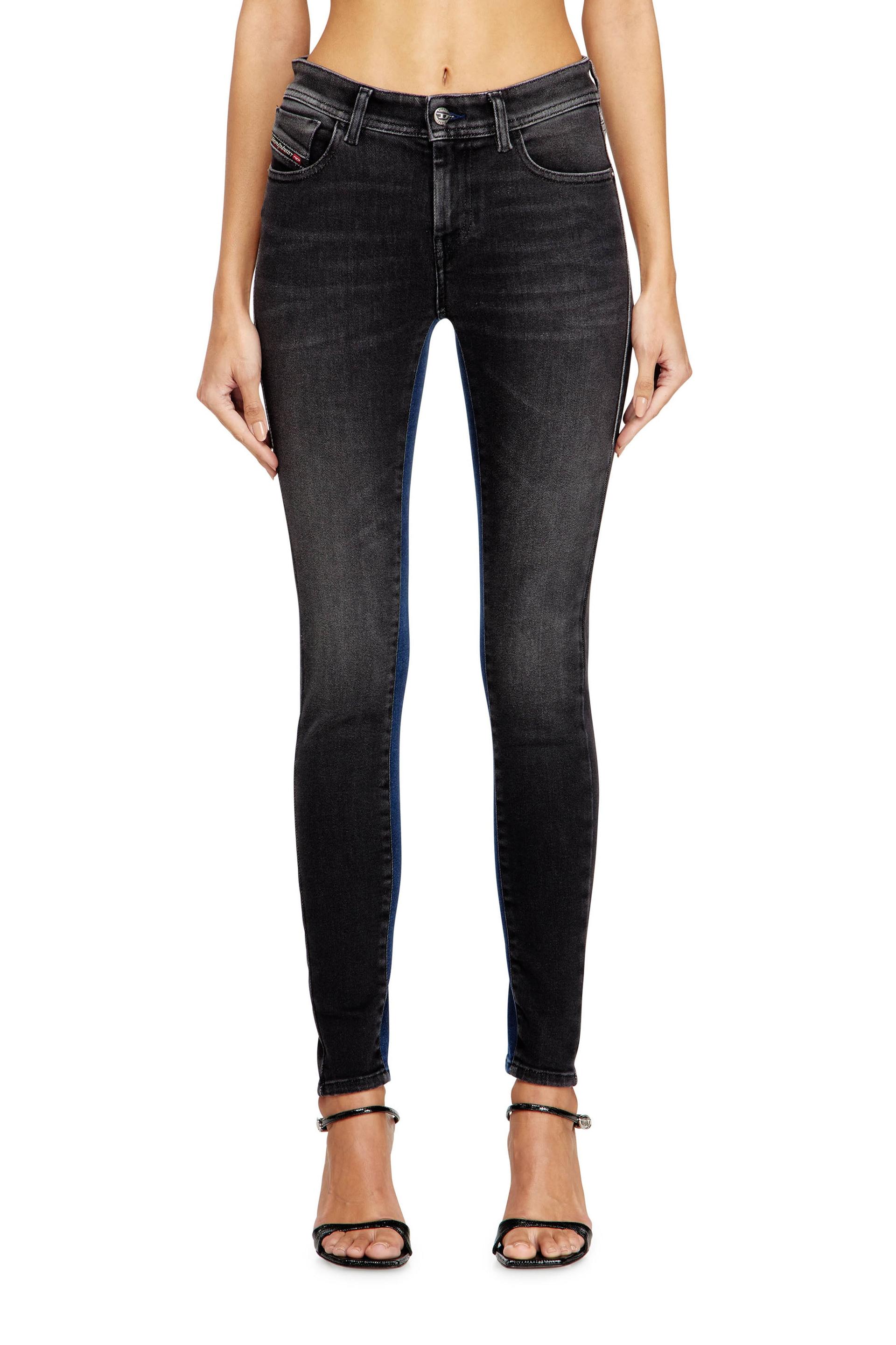 diesel skinny jeans regular waist 2017 slandy, black/dark grey, zip fly