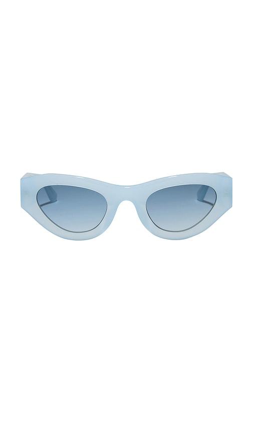 diff eyewear x for love & lemons cat eye sunglasses in blue.