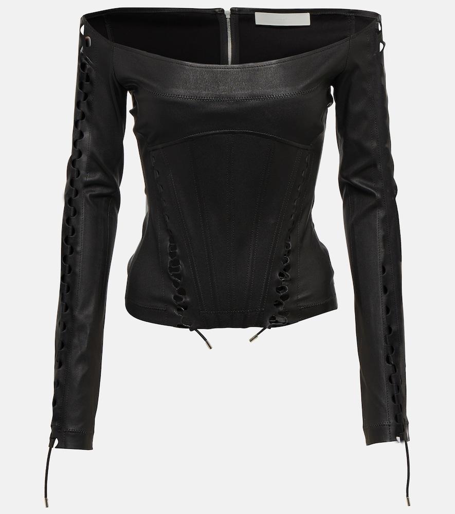 dion lee hinge-seam leather bustier top