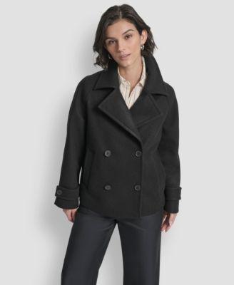 dkny womens short double breasted collared coat p xs xxl