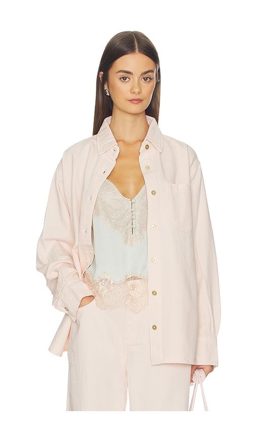 dl1961 dl aura faye oversized denim shirt in pink. - size l (also in xs, s, m)