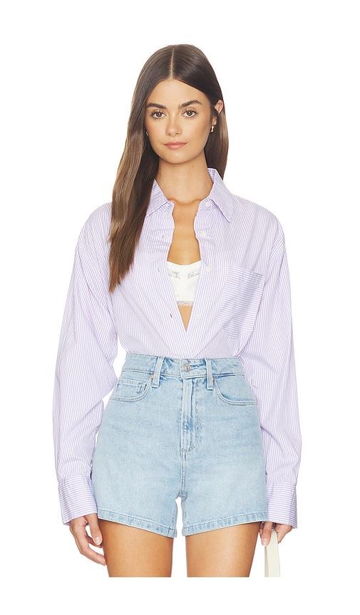 dl1961 dl faye oversized poplin shirt in lavender. - size l (also in xs, s, m)