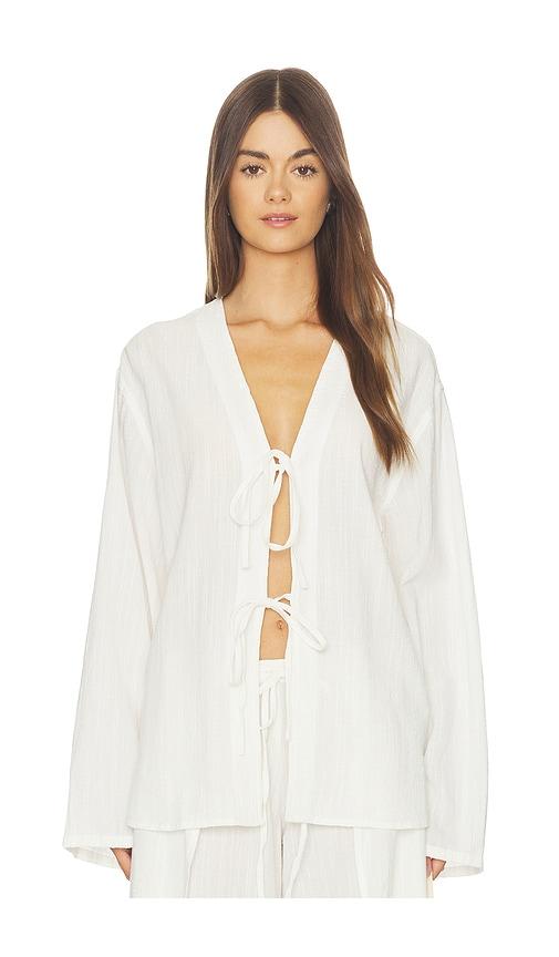 dl1961 faye tie shirt in white. - size l (also in xs, s, m)