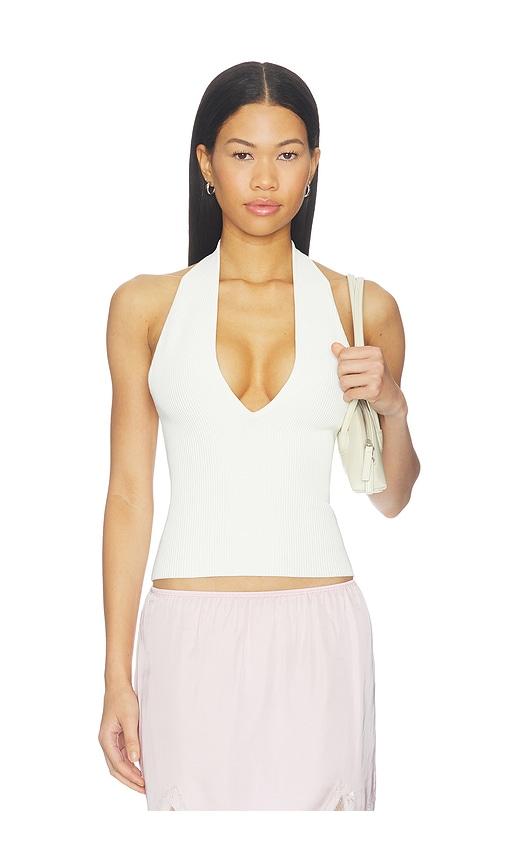 dl1961 halter top in white. - size l (also in m, s, xs)