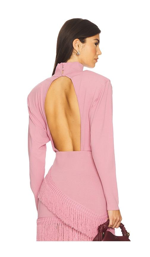 dodiee sarah open back bodysuit in rose. - size l (also in m)