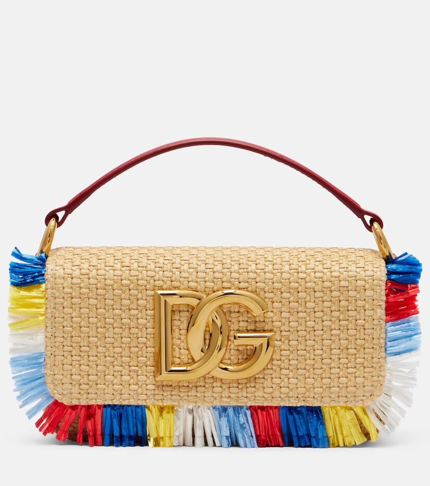 dolce & gabbana 3.5 small raffia-effect crossbody bag
