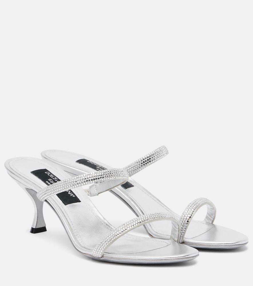 dolce & gabbana 60 crystal-embellished satin mules