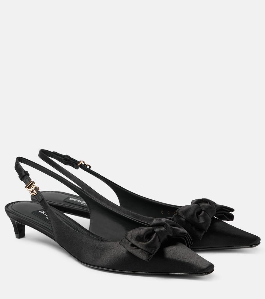 dolce & gabbana bow-detail satin slingback pumps