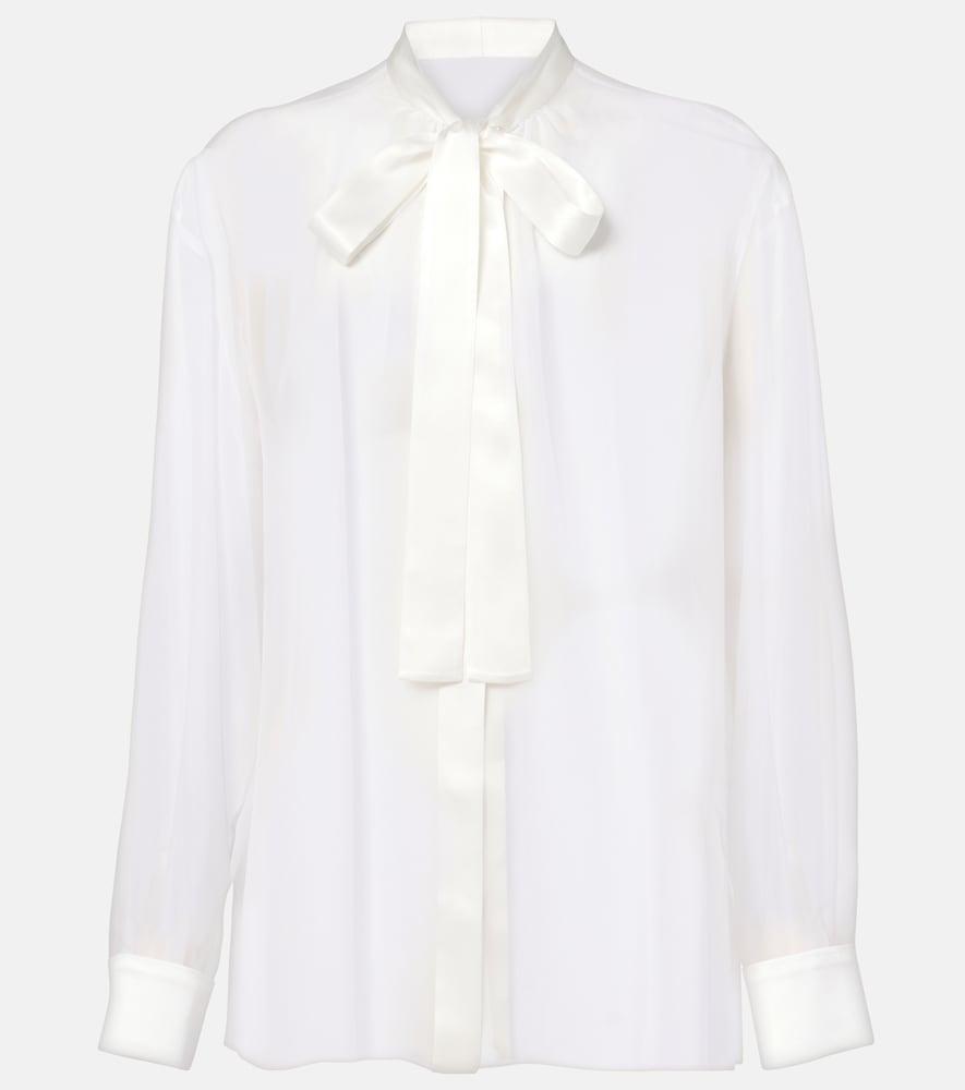 dolce & gabbana bow-detail silk chiffon shirt