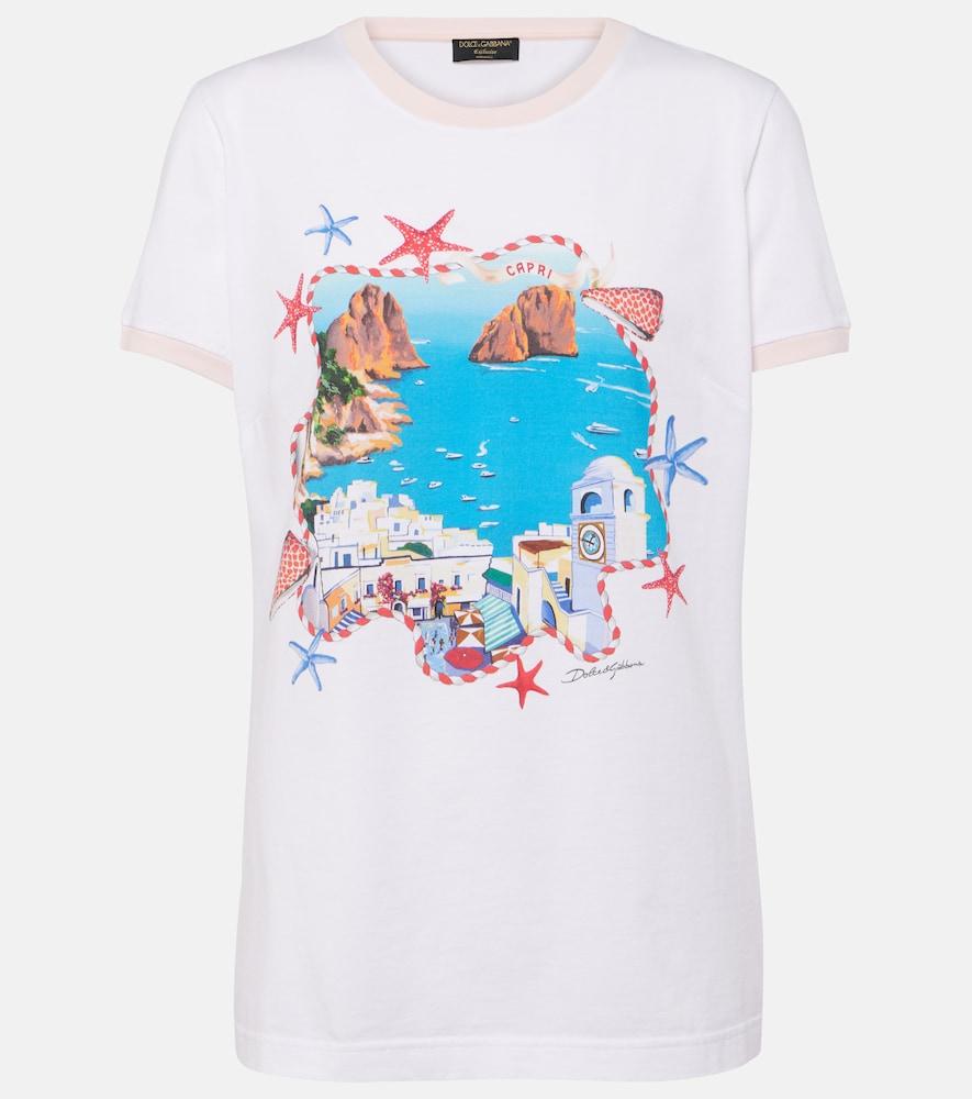 dolce & gabbana capri printed cotton jersey t-shirt