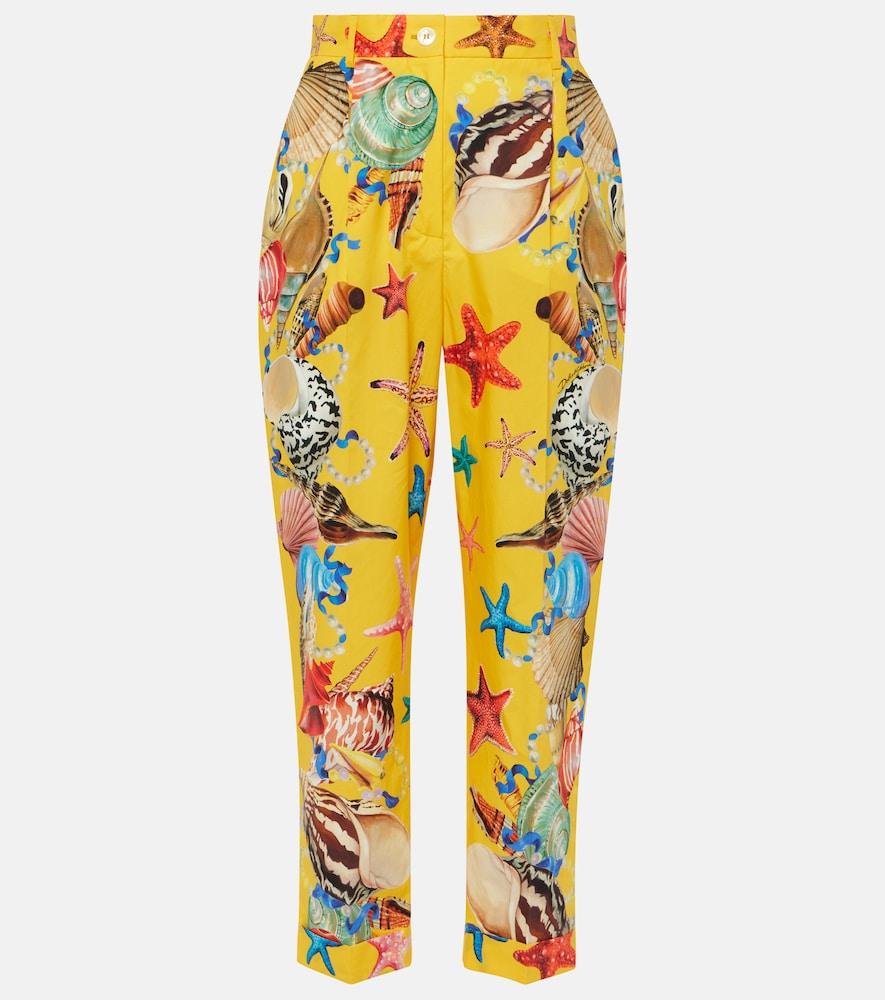 dolce & gabbana capri printed high-rise cotton tapered pants