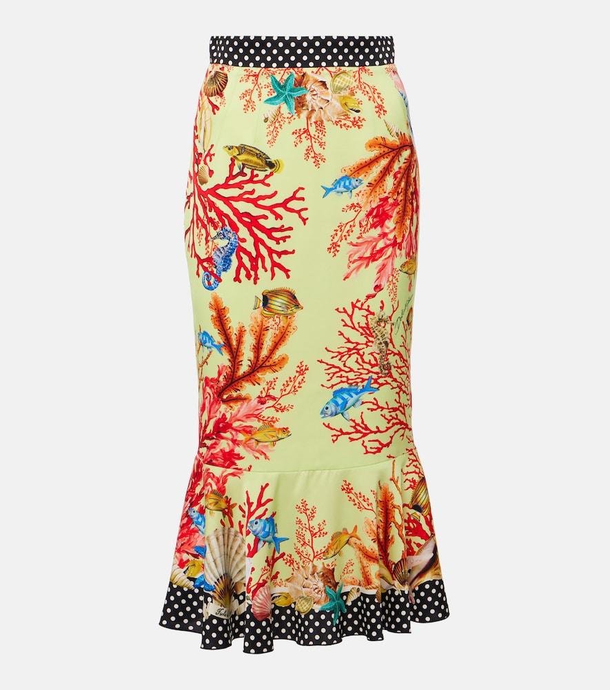 dolce & gabbana capri printed silk-blend midi skirt