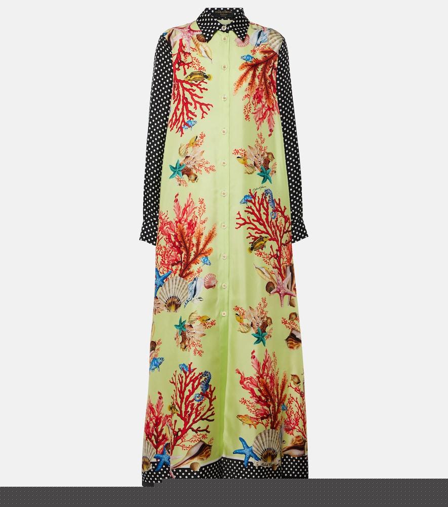 dolce & gabbana capri printed silk satin shirt dress