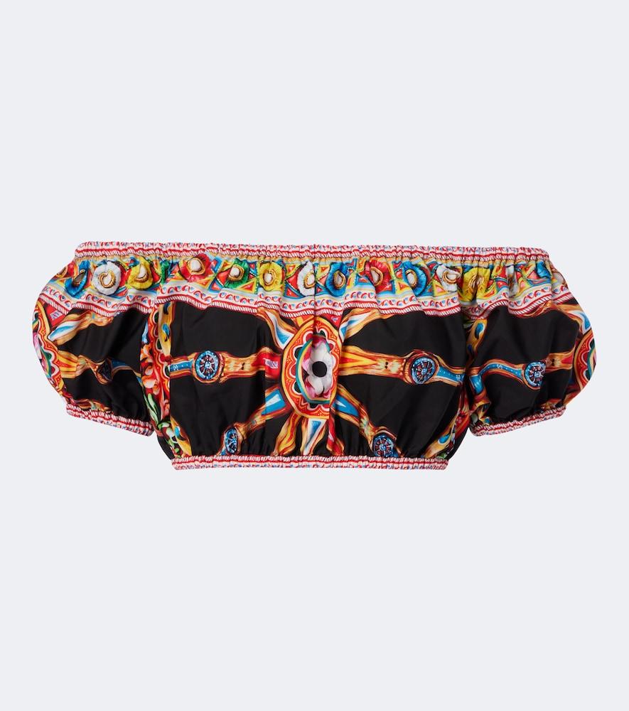 dolce & gabbana carretto cotton poplin crop top