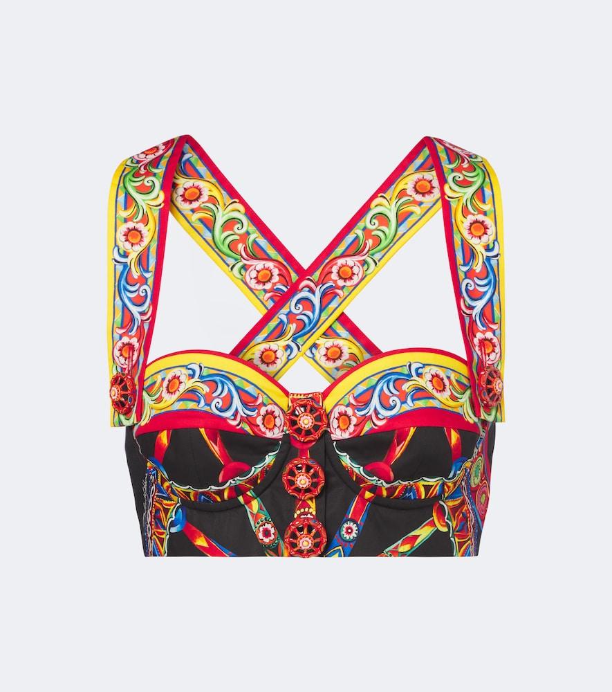 dolce & gabbana carretto cotton poplin crop top