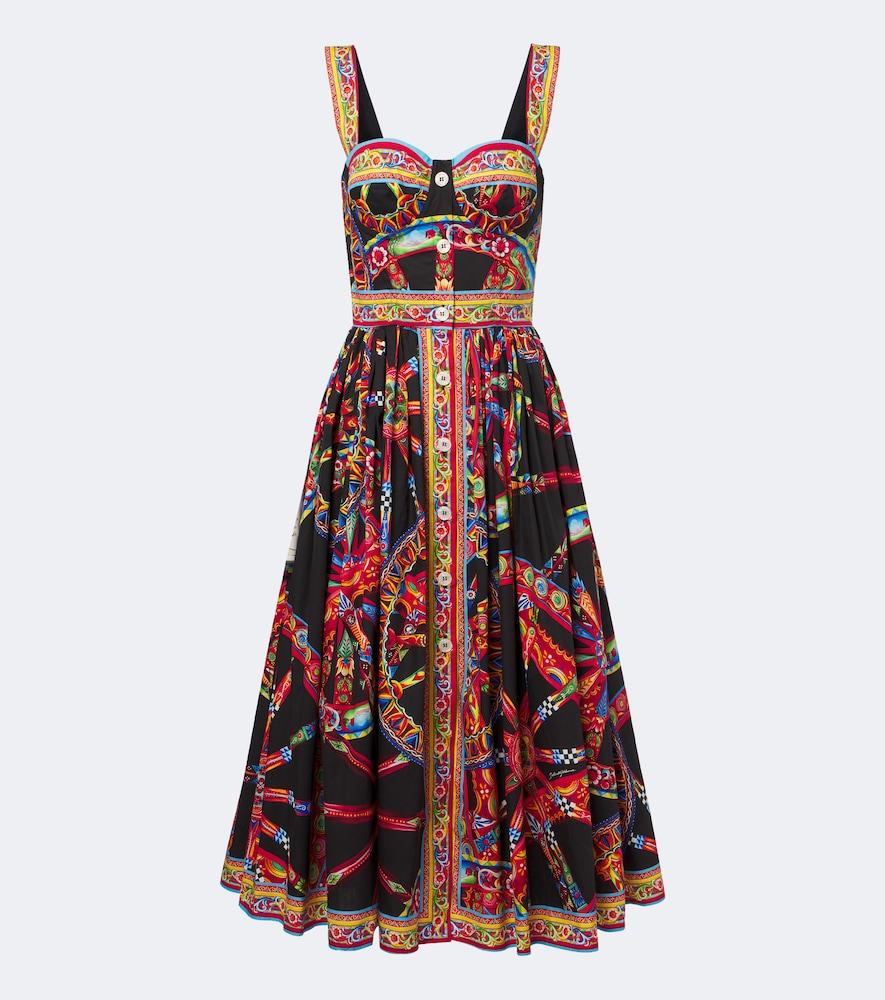 dolce & gabbana carretto cotton poplin midi dress