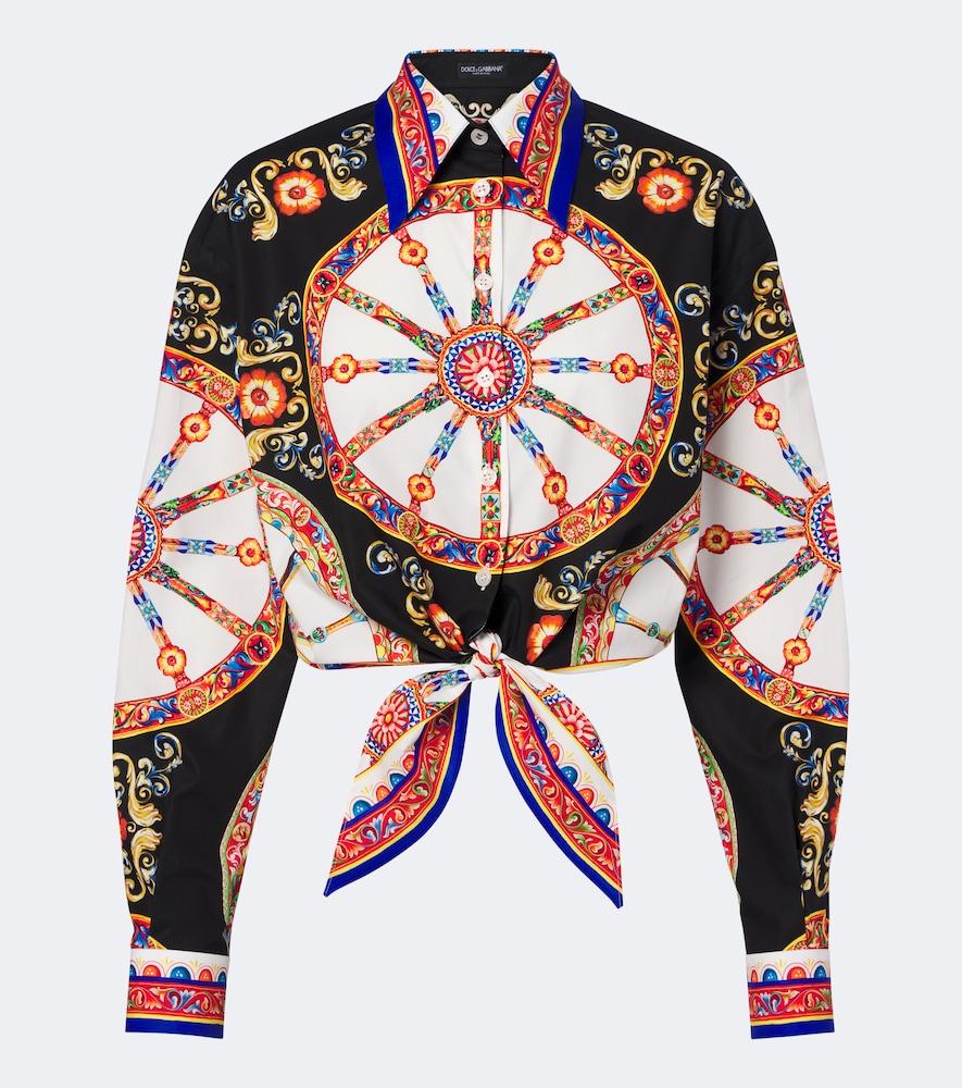 dolce & gabbana carretto cropped cotton shirt