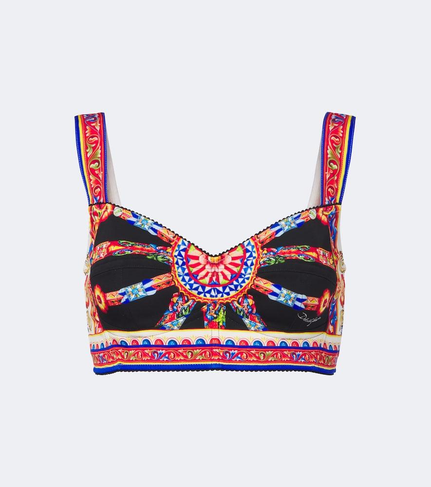dolce & gabbana carretto silk-blend charmeuse crop top