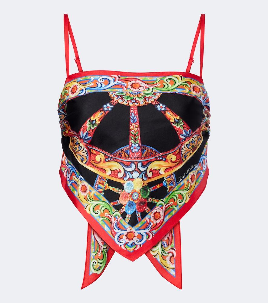 dolce & gabbana carretto silk twill crop top