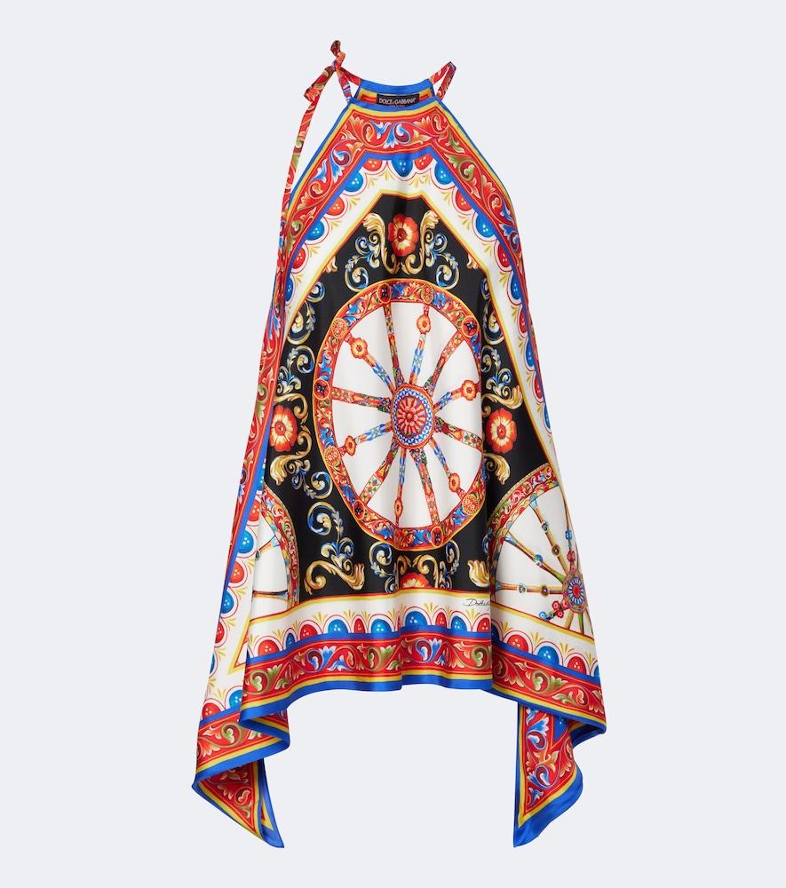 dolce & gabbana carretto silk twill halterneck top