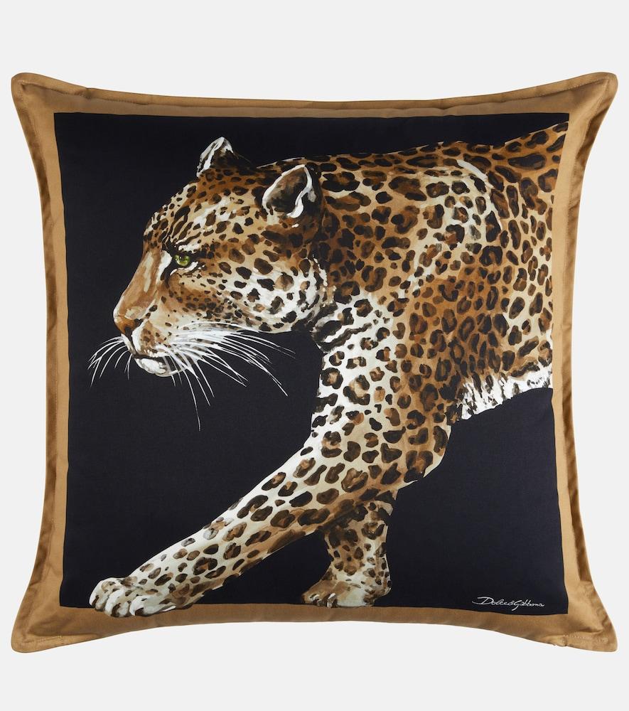 dolce & gabbana casa leopardo medium canvas cushion
