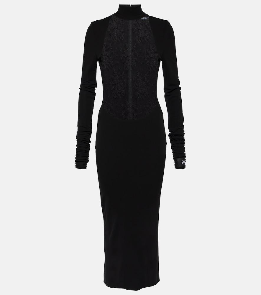 dolce & gabbana chantilly lace and jersey midi dress