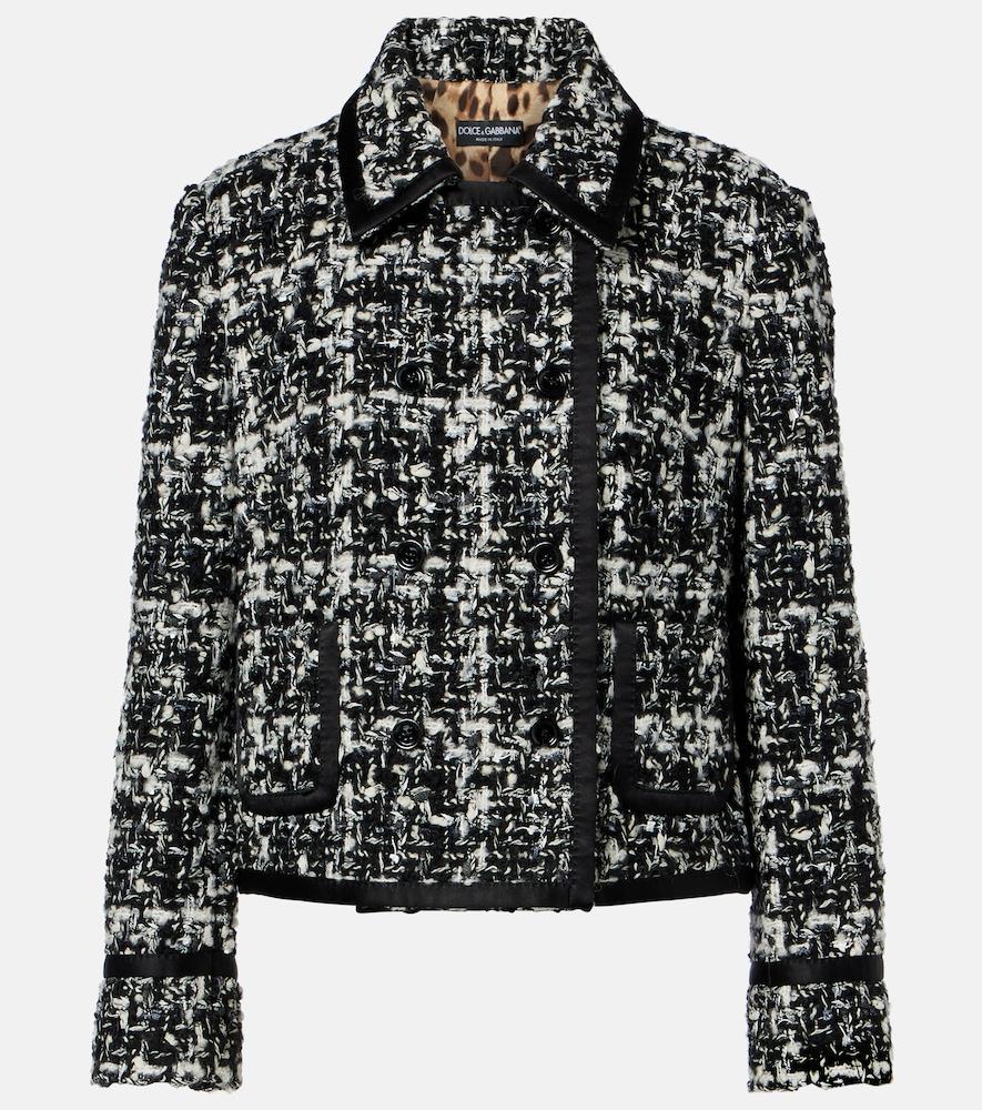 dolce & gabbana checked double-breasted bouclé jacket