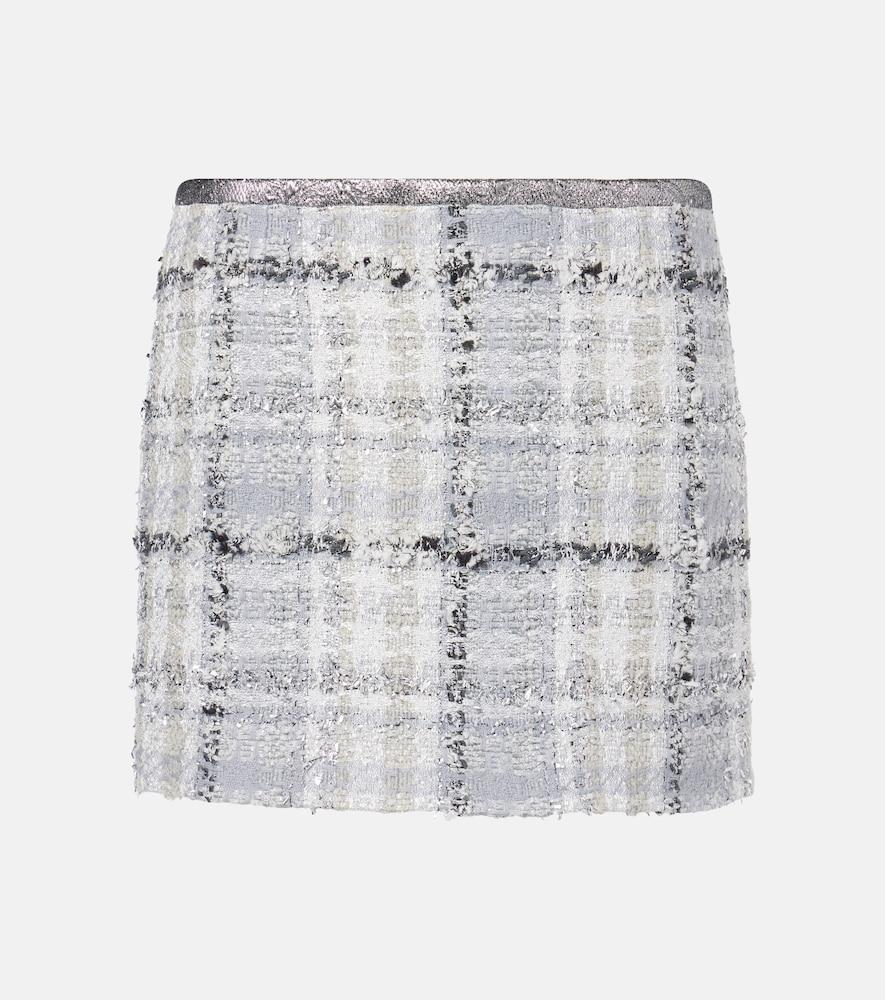 dolce & gabbana checked low-rise lamé tweed miniskirt