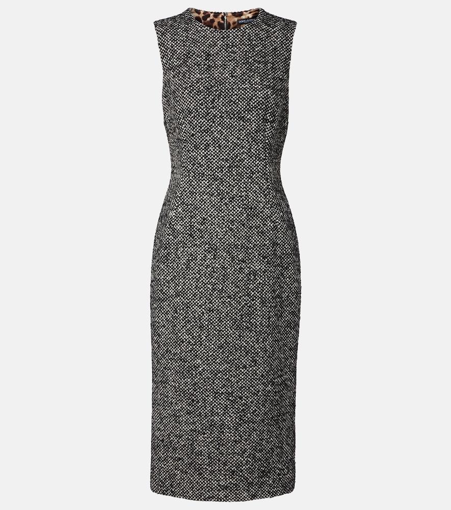 dolce & gabbana checked midi dress
