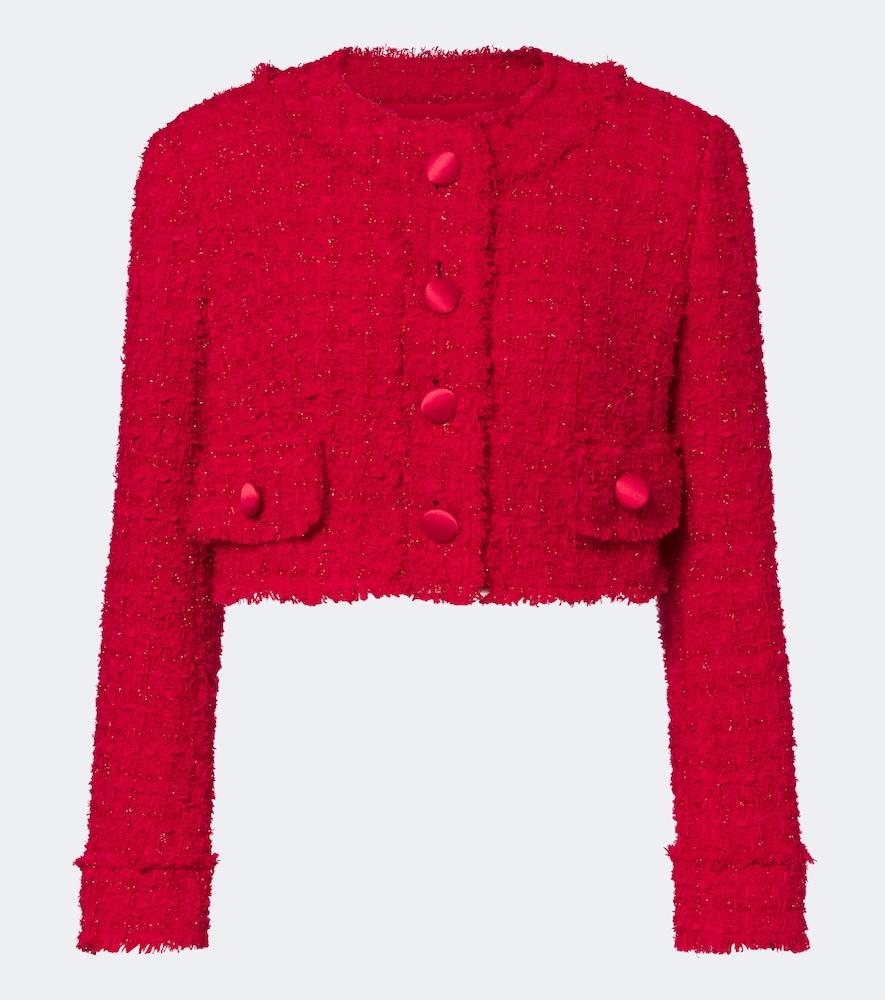 dolce & gabbana cropped cotton-blend tweed jacket