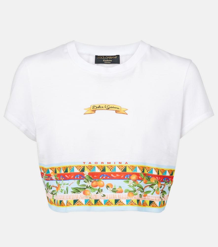 dolce & gabbana cropped printed cotton t-shirt
