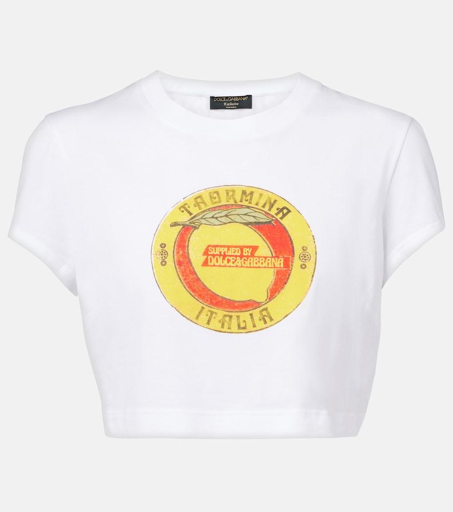 dolce & gabbana cropped printed cotton t-shirt
