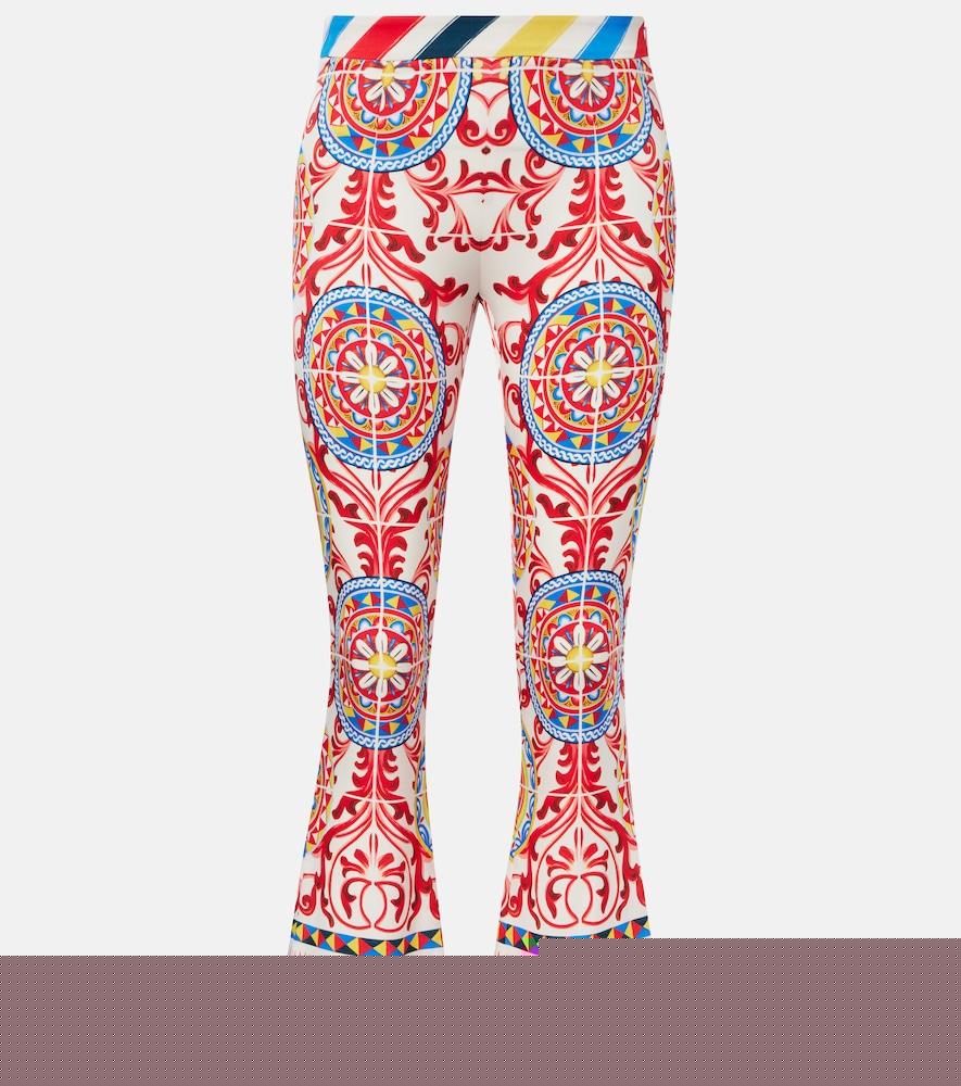 dolce & gabbana cropped printed silk-blend flared pants