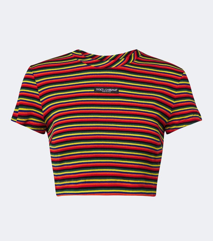 dolce & gabbana cropped striped cotton t-shirt