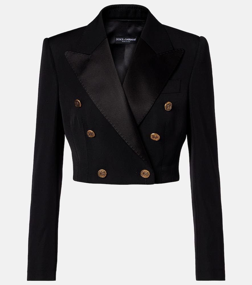dolce & gabbana cropped wool and silk-blend jacket