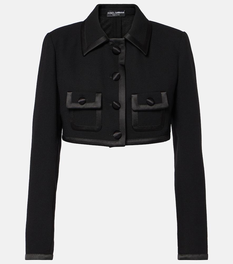 dolce & gabbana cropped wool and silk-blend jacket