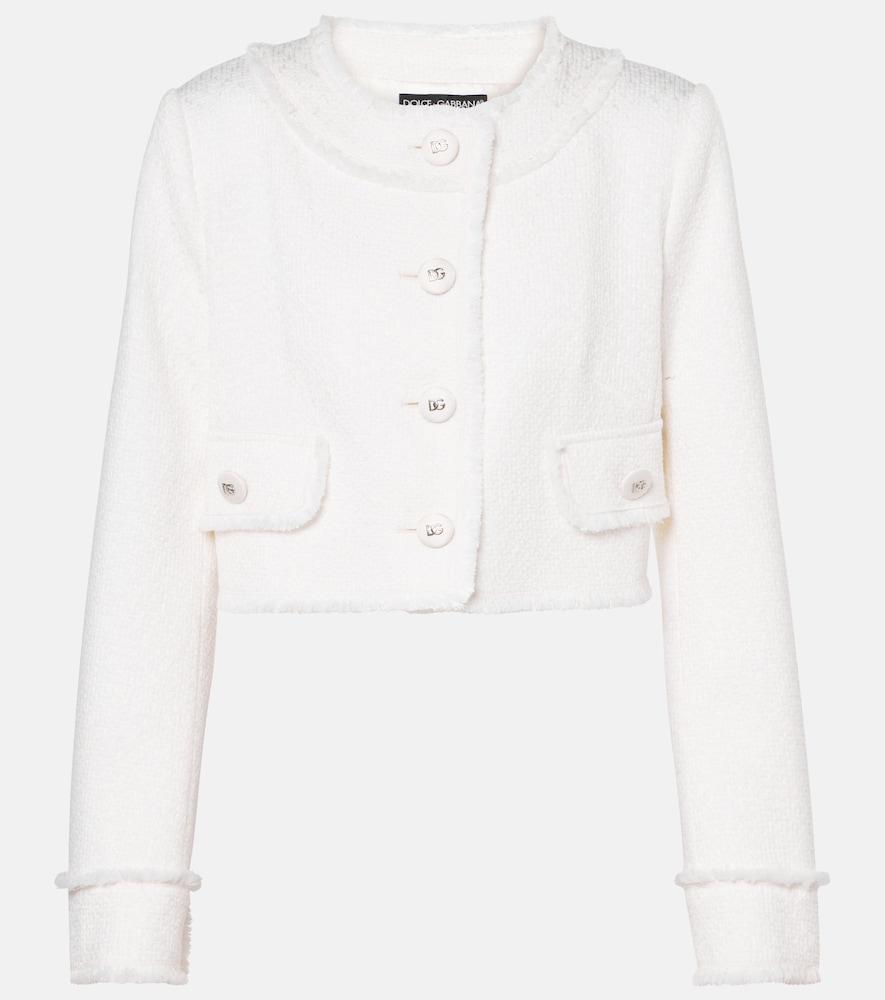 dolce & gabbana cropped wool-blend tweed jacket