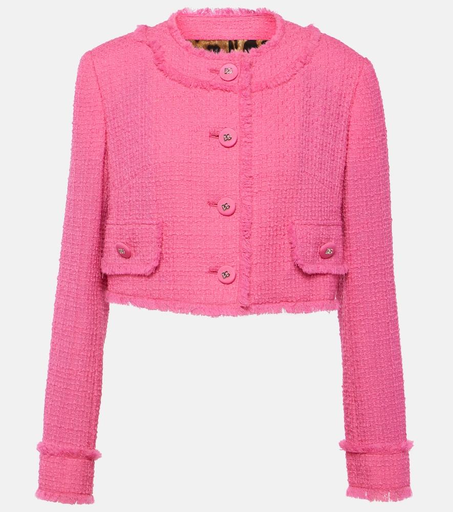 dolce & gabbana cropped wool-blend tweed jacket