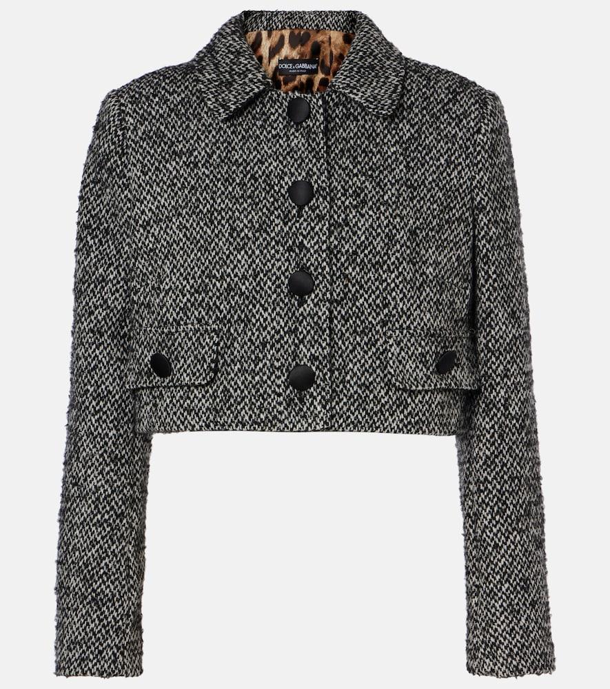 dolce & gabbana cropped wool-blend tweed jacket