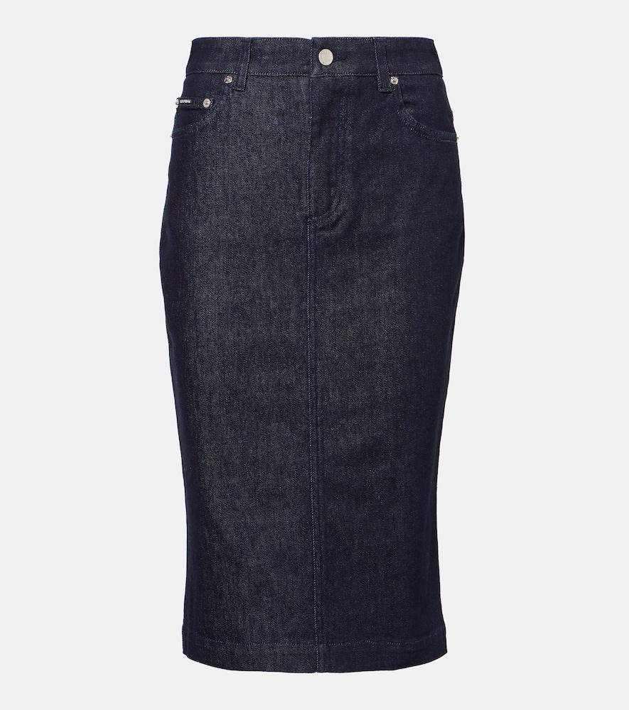 dolce & gabbana denim midi skirt