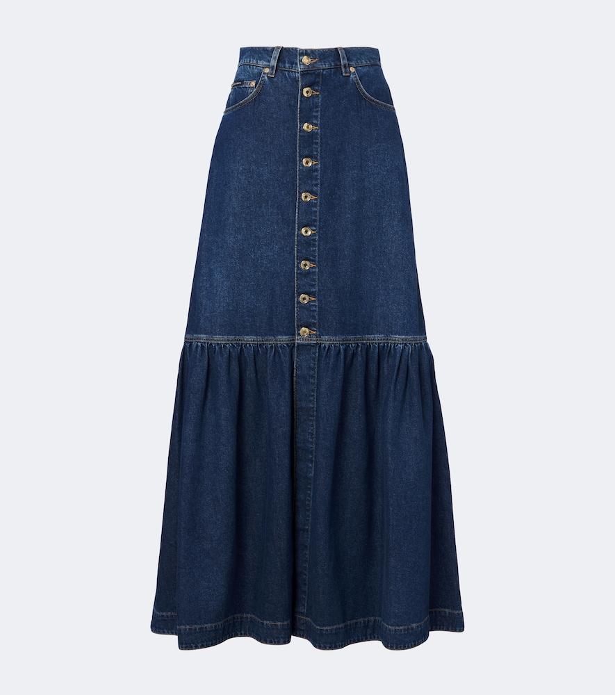 dolce & gabbana denim tiered maxi skirt