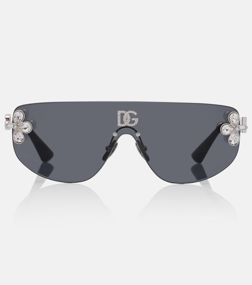 dolce & gabbana dg crystal-embellished aviator sunglasses