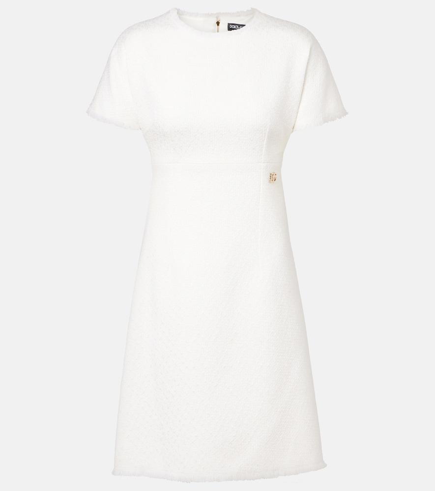dolce & gabbana dg distressed wool-blend tweed minidress