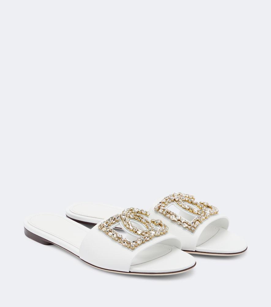 dolce & gabbana dg embellished leather slides
